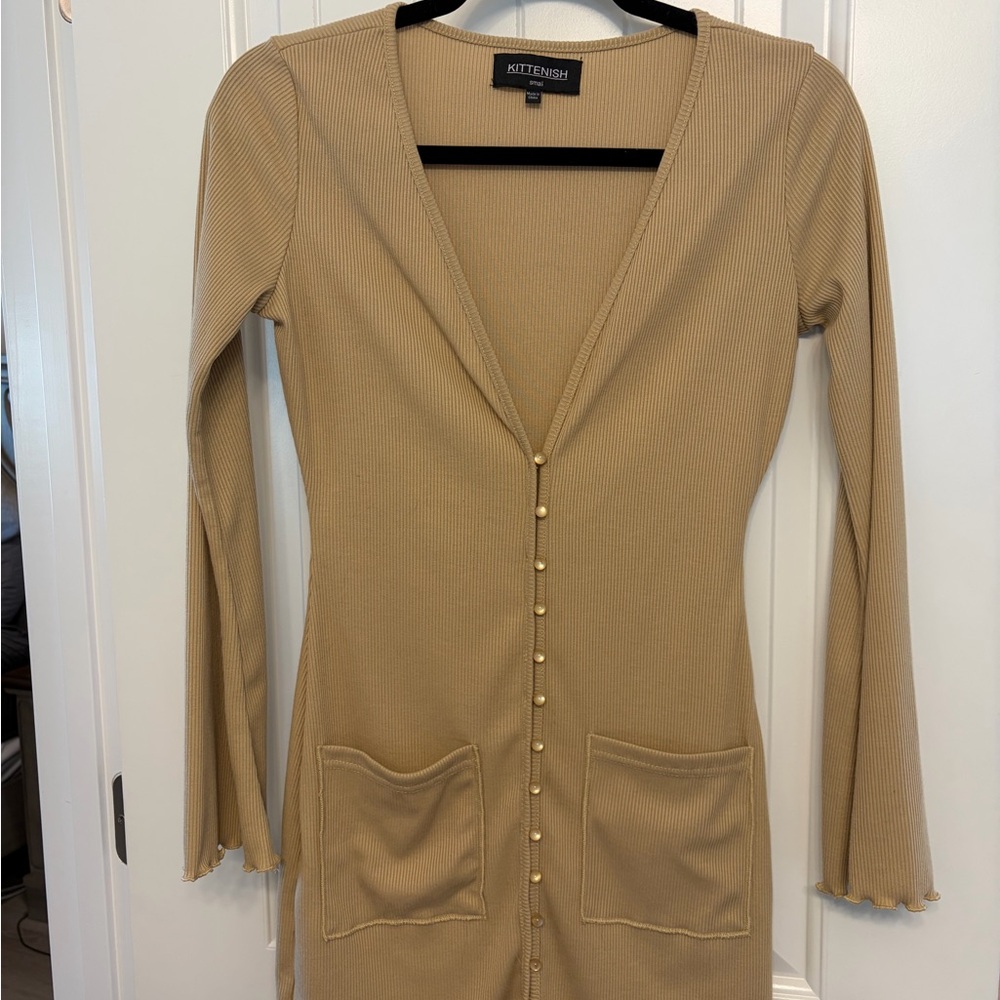 Kittenish Beige Ribbed Knitwear